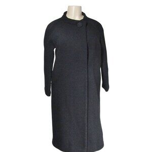 VTG 1960s Black Jackie O Mid Century Modern Minimalist Mad Men Mod Coat M